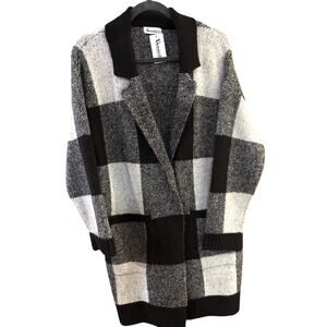 Vernacular NWT Cardigan Sweater Black White Plaid Sz S Dark Academia Preppy
